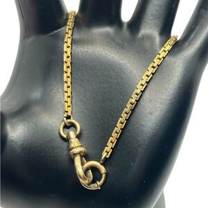 Simmons gold tone watch chain Albert dog clip box chain vintage necklace